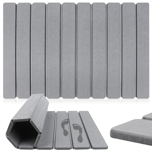 Niuny Badematte Stein Steinmatte Badezimmer 60x39cm Kieselgur Matte Bad Faltbare Abtropfmatte Stein Super Saugfähig Badematte Schnelltrocknend Steinmatte Küche für Badezimmer Küche Schlafzimmer