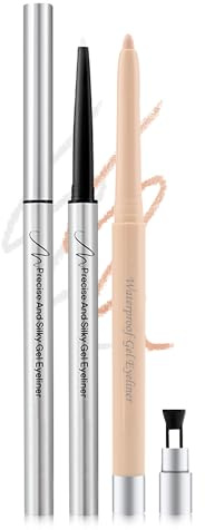 White+Nude Gel Eyeliner for Older Women, Smooth Cream Waterline Eye Liner | Waterproof Smudge-Proof Long Lasting, Matte Eye Brightener Liner Pencil, High Pigment Eyeliner Pen for Mature Sensitive Eyes