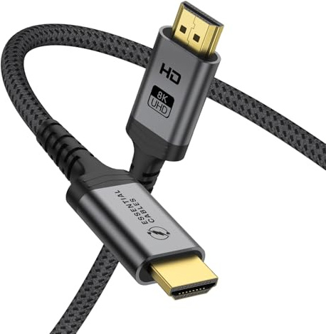 HDMI 2.1 Cable Certified 10K 8K 4K 1440P@240/165/144/120Hz eARC HDR Ultra High Speed 48Gbps HDCP 2.3 Dolby Atmos Vision Compatible for PS5 Xbox Series S Soundbar TV Game Monitor Laptop PC (3 Meter)