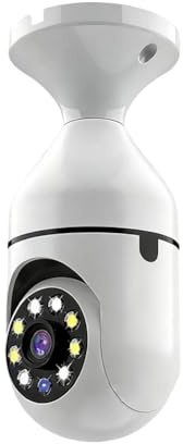 Wesafrae Caméra de Surveillance WiFi E27 avec Ampoule, Caméra de Sécurité Vidéo sans 2.4G, Vision Nocturne, Suivi Automatique des Personnes, Moniteur pour
