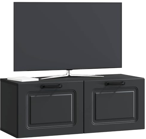 vidaXL Wandmontierter TV-Schrank Schwarz 78,5 x 31 x 30 cm, Wohnzimmermöbel, moderner TV-Ständer, viel Stauraum, funktionale Medien-Einheit, platzsparendes Design, Holz-Unterhaltungszentrum