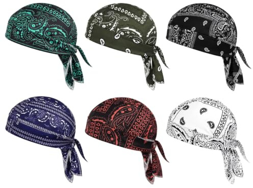 CAINCAY Kühlendes Kopftuch, 6 Stück Atmungsaktiv Bandana für Herren & Damen, Schnelltrocknend Elastische Passform 55-60cm Kopfwickel Kopfbedeckung für Sommer Sport Laufen Reiten