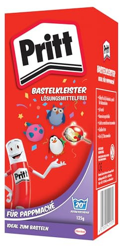 Pritt Colle de Bricolage Papier mâché, 125 g de Poudre, sans Danger pour Les Enfants, Lavable à l'eau Chaude, sans conservateurs ni solvants, 9H 1888145, Plastique, Multicolor, Normal