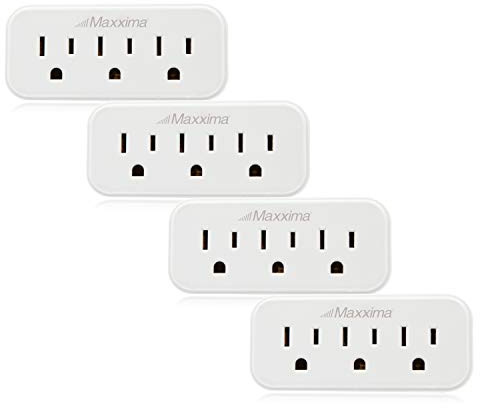 Maxxima 3 geerdete Multi-Outlet-Adapter, Wandstecker, verwandeln Sie einen Auslass in 3, Steckdosenverlängerung, Wandhahn, 3-Wege-Stecker-Splitter (4 Stück)