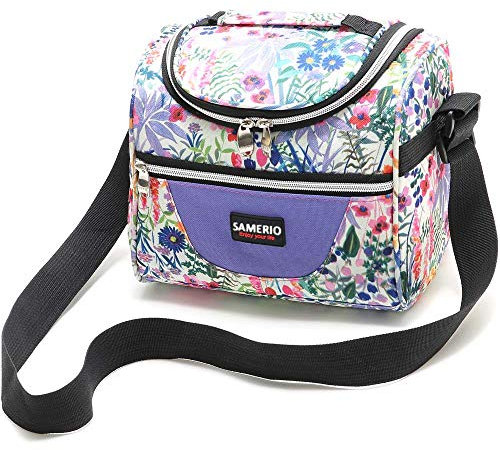 SAMERIO Loncheras Para Ninos Bolsa Térmica Pequeño Porta Alimentos 7L Hermética Plegable Nevera para Mujer Niñas para Escuela Oficina Playa Viaje Camping (Flores)