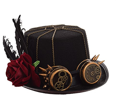 BLESSUME Steampunk Hut mit Brille for Halloween (Farbe C, L)