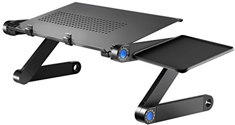 Foldable Laptop stand Justdodo Folding Laptop Desk Adjustable PC Table Bed Sofa Lightweight Aluminum Alloy Table with Mouse Platform, Inclinable Reading Tray for Sofa, Book, Magazine and Breakfast