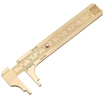 Akozon Messschieber Kupferlegierung Elektronische Hohe Präzision Außerhalb Mikrometer Dickenmessgerät 0-25mm Bereich Mini Messing Schiebetaschensattel Metall Double Scale zum Messung (100mm)