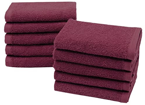 ZOLLNER 10er Set Seiftücher - weiche und saugstarke Waschlappen - waschbar bis 95°C - Baumwolle - 30x30 cm in brombeer