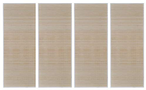 vidaXL 4X Tapis Rectangulaires Tapis de Plancher Tapis de Sol Antidérapant Tapis de Bambou Salon Salle de Séjour Maison Intérieur Bambou Naturel