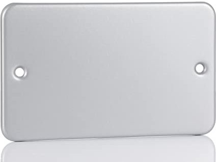 Metal Blanking Plate with 2 Breakouts Flush Mount Grey