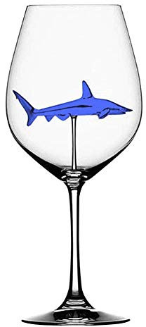 Balai Shark Weingläser mit Shark Inside für Erwachsene, Rotweingläser Kreatives Kelchglas, Haifisch-Rotwein-Schalen-haarscharfe Weingläser für Ausgangshochzeitsfest