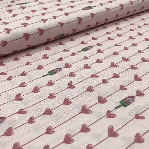 Kt KILOtela - Patchworkstoff Meterware - Digitaldruck - 100 % Baumwolle - 140 cm Breite - Länge wählbar 50 in 50 cm | Eiscreme und Herzen - Rosa, Grün