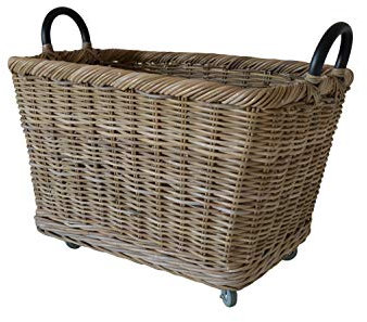 Sechome B18-AR Cesto Portalegna in Rattan Naturale con Ruote (Big)