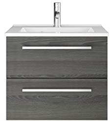 Sieper I Armario para debajo del lavabo 60 x 50 cm con lavabo, mueble de baño Libato I pino negro