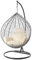 Kideo® Komplettset: großer Hängesessel mit Gestell & Kissen, Lounge Möbel, Poly-Rattan, XXL, grau (Kissen: Elfenbein Nest (0050 Ivory))