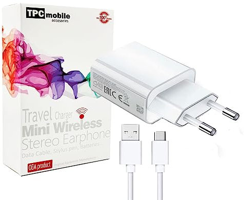 Cargador de Red 5V/2A (10W) + Cable Micro USB para para Xiaomi Redmi 6, 6A, Mi Play, Redmi 7, 7A, Redmi 9A, 9AT, 9C - Blanco