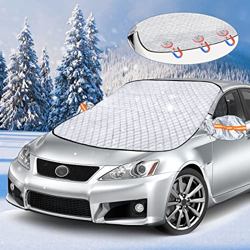 LAMA Frontscheibenabdeckung Auto Scheibenabdeckung 145 x 119cm Eisschutzfolie Frostschutzfolie Sonnenschutz Abnehmbar Autoscheibenabdeckung Magnet Faltbare Abdeckung gegen Sonne Eis Schnee Frost Staub