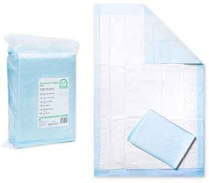 Medi-Inn Krankenunterlagen 40 x 60 cm, 6-lagig, 20 Stück, saugstark, rutschhemmend, ideal als Bettschutz