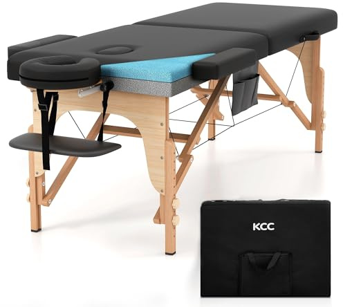 KCC Memory Foam Massage Table Premium Portable Foldable Massage Bed Height Adjustable, 84 Inches Long 28 Inchs Wide Home Salon Spa Bed Tattoo Table with Accessories &Carrying Case, Easy Set Up