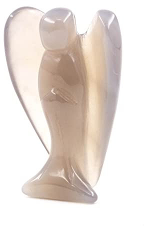Ouubuuy Grauer Achat Engel Figur Klein,Schutzengel Figur Glücksbringer,Kristalle Heilsteine Schutzengel Glücksbringer 1,5 Zoll