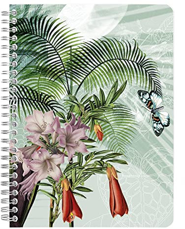 Clairefontaine 115766C - Un Carnet à Spirale Motifs Végétal/Floral/Oiseaux/Papillons - A5 14,8x21 cm 148 Pages Lignées papier blanc 90g - Collection Jungle Harmony - 2 visuels, livraison aléatoire