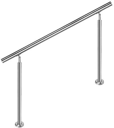 Aufun Main courante en acier inoxydable 150cm rampe d'escalier intérieur et extérieur avec 2 poteaux pour escalier, parapet, balcon (150cm, 0 croisillons)