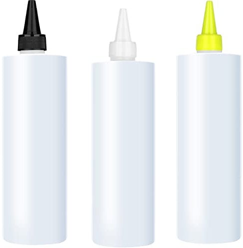 Squeeze Bottles Plastic Squeezy Condiment Bottle 500ml Writer Bottle Pigment Squeezing Bottle Reusable Squeeze Containers with Screw on Cap for Cooking Painting 3Pcs
