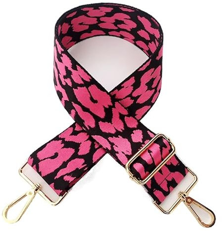 PTNKUIIY Taschengurt Verstellbar Schulterriemen für Taschen 80-130cm mit Karabiner Leopard Muster 5cm Breit Schultergurt Trageriemen Umhängegurt DIY Zubehör für Tasche Handtaschen für Damen,Rose