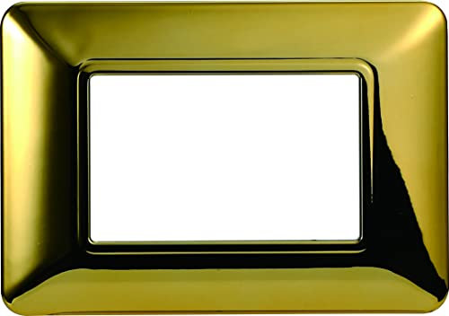 PLACCA IN TECNOPOLIMERO COMPATIBILE CON SERIE BTICINO MATIX 2-3-4-6 MODULI COLORI ASSORTITI (3 MODULI, ORO LUCIDO)