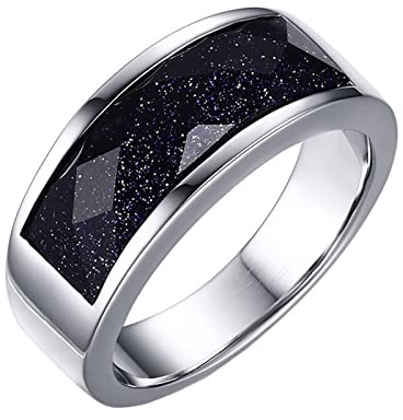 Mesnt Edelstahlringe Herren, Sternenhimmel Facettiertes Band 8MM Herren Ring Silber, Größe 62 (19.7)