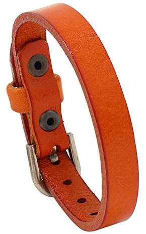 COMSY Robustes Punk-Lederarmband für Herren, verstellbares Armband, Vintage-Stil für Familie und Freunde, Freund, Ehemann,Orange