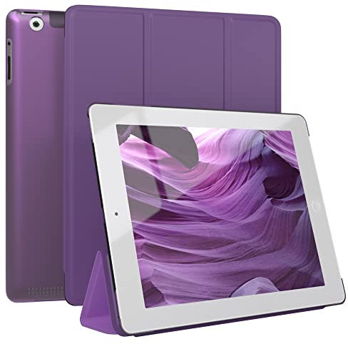 EAZY CASE - Schutzhülle für iPad 2 / iPad 3 / iPad 4 Hülle 9.7 Zoll Smart Cover Tablet Case Smartcase zum Aufstellen Klapphülle mit Standfunktion Sleep Wake Up Funktion Tasche Kunstleder Etui Lila