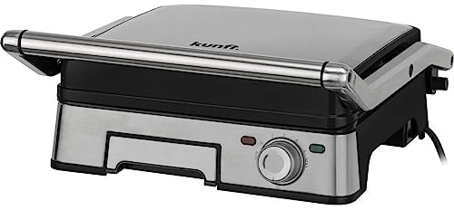 Kunft Parrilla Elétrica KCG4794, 2000 W, Placa Superior Flotante, Termostato Regulable, Indicador Luminoso de Funcionamento, Acero/Negro