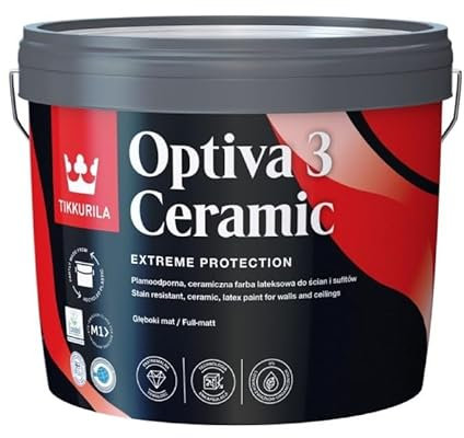 TIKKURILA Latexfarbe Wandfarbe Deckenfarbe Latexfarbe Optiva Ceramic Super Matt [3] Deco Grey Clear 9L (Graue, leuchtende Farben)