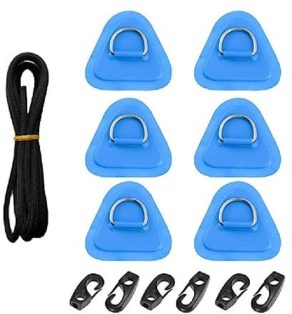 FackLOxc 6Pcs Edelstahl D-Ringe Patches Für Aufblasbares Boot Kajak Surfboard Paddle Board Kajak D-Ringe Pad Stand-Up Paddleboard Edelstahl D-Ringe Patches