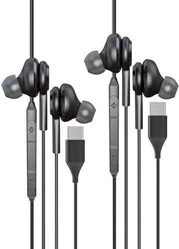 USB C Kopfhörer in Ear Gaming Headset mit Mikrofon Kabel Earbuds(2Pack) Typec Klinke Ohrhörer Wired Earphones Handy Kabelgebunden PC Anschluss Headphones Kompatibel für Samsung Xiaomi N10-ej
