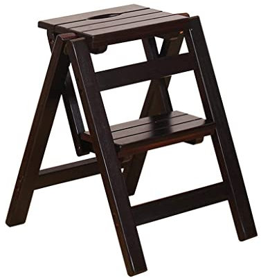 Küchen-Tritthocker, zusammenklappbare Leiter, zum Anlehnen, für Zuhause, Büro, freistehend, Holzrahmen, Dekor, Bücherregal, Aufbewahrung, Blumenregal (schwarz)