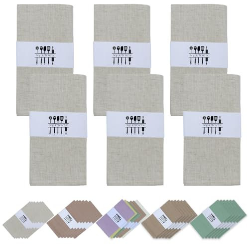 DIKARIYA Stoffservietten Beige, 6er Leinen Servietten Stoff Stoffservietten Leinenservietten Baumwollservietten Wiederverwendbar Tischservietten für Küche Party Musselin Hochzeit Abendessen Restaurant