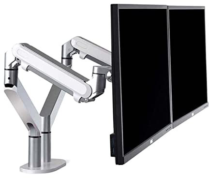 ALcorY OZ-2 10-32 Prensa de Aire Gas Strut Tilt LCD Desktop Mount Swivel 2-8KG Soporte de Mesa de Monitor Doble con Base de Ojal de Abrazadera (Color : Silver)