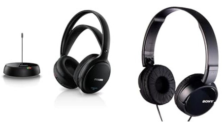Philips Hi-Fi-Funkkopfhrer - 32 mm/Konzept. Hinten geschlossen - umlaufend & Sony MDR-ZX110 Faltbarer Bügelkopfhörer, schwarz, 25