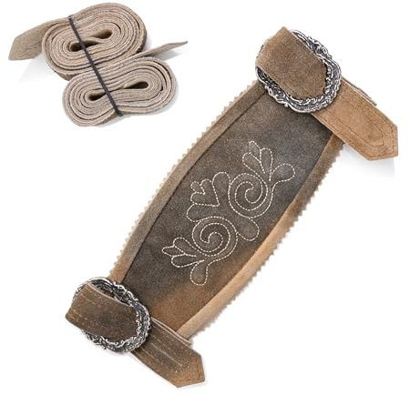 Schöneberger Trachten Couture Hosenträger Klassik - Echtleder H-Träger Lederhosen Hosenträger div. Farben (Braun Antique, 46/48)