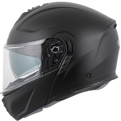MTR K-4 Evo Klapphelm, als Jethelm & Integralhelm ECE 22.06 Geprüft, Motorradhelm mit Sonnenvisier, Mopedhelm mit Komfort-Innenfutter, Motorradhelm Herren & Damen, Matt Schwarz, S