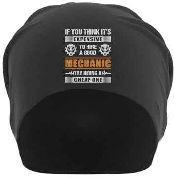 If You Think It's Expensive to Hire A Good Mechanic Try Hiring A Cheap One Funny Piston Skull Unisex Thin Cotton Slouch Beanie Black, Schwarz , Einheitsgröße
