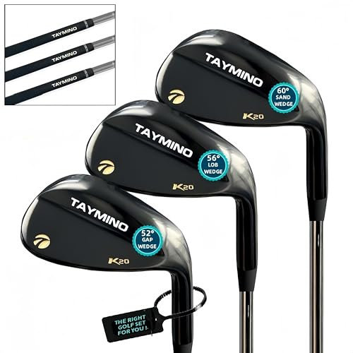 TAYMINO Premium Golf Wedge Set for Men - 52 56 60 Degree Golf Wedges + Milled Face for More Spin Max Groove for Increased - Great Golf Gift Right Handed (K-20 Black)