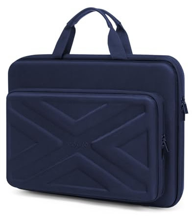 MOSISO 15.6-16 inch Laptop Hard Case, 15 inch Shockproof Waterproof Laptop Case Hard Shell Compatible with MacBook HP Dell, Carrying Sleeve Computer Bag with Sturdy Handle&Front Pocket&Belt, Navy Blue