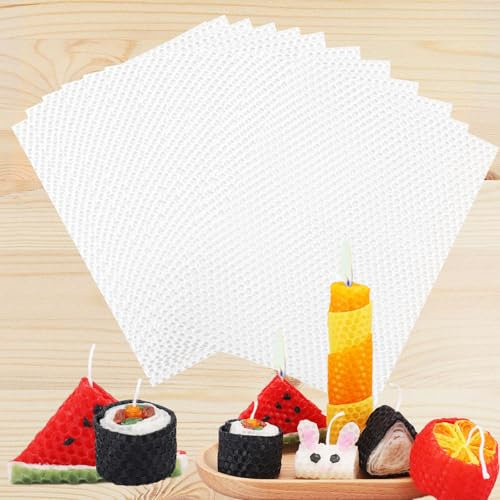 Bolosa 12 Bienenwachsplatten, Wachsplatten für Kerzen, Taufkerze Selber machen set, Wachsplatten zum Kerzen Verzieren, Kerzen Bemalen Set 20x15cm, für Erwachsene und Kinder(Weiß)