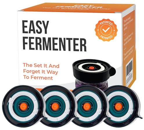 Easy Fermenter Fermentationsdeckel Kit, Mason Jar Airlock Deckel, Fermentierdeckel für Wide Mouth Mason Jars, Kimchi, Gurke und Sauerkraut Fermentation, 4 Stück