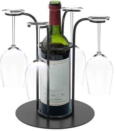 OUGPIU Cocktail Tree Stand for 4 Glasses,Stainless Steel Wine Glass Racks Hanging Wine Cup Display Stand Drinks Tree Display Holder for Gin,Martini,Cocktails,Champagne,Wine Bar Family Party