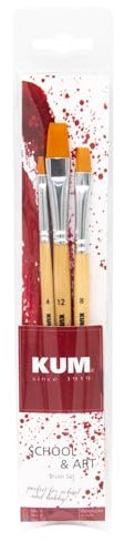 KUM 5160216 - Set di pennelli piatti School&Art, per artisti, pennelli per la scuola, materiale artistico